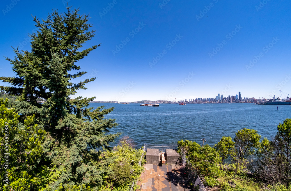 Seattle viewed across Elliott Bay on summer day