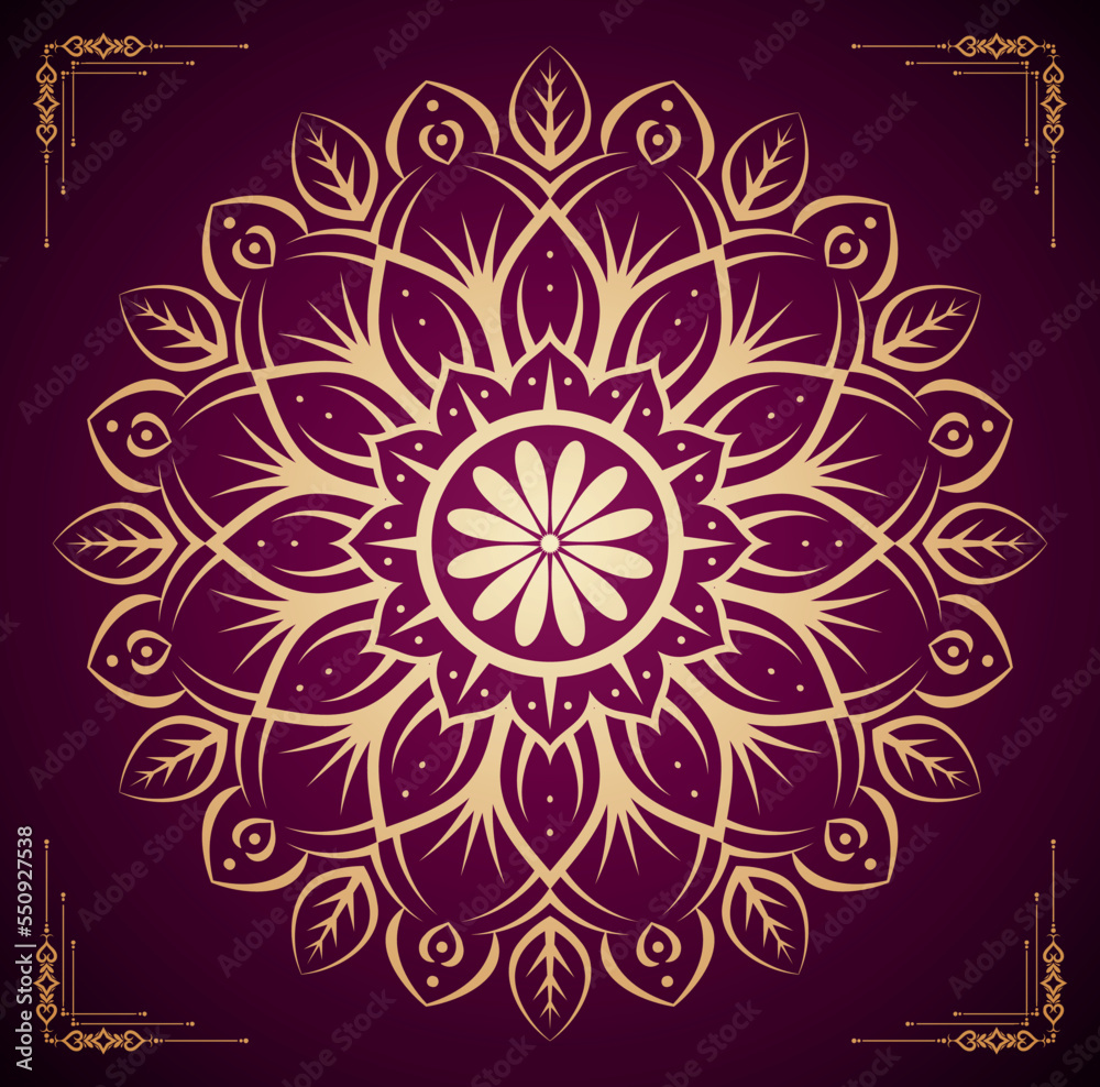 Luxury Ornamental Floral  Mandala Background Design With Golden Mandala