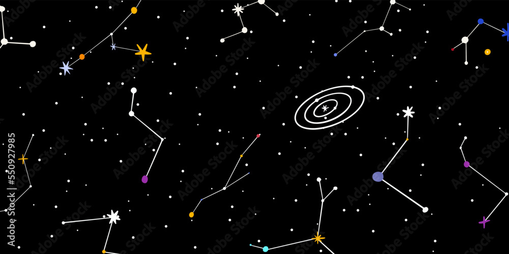 Fototapeta premium Abstract twinkling star constellations for space background
