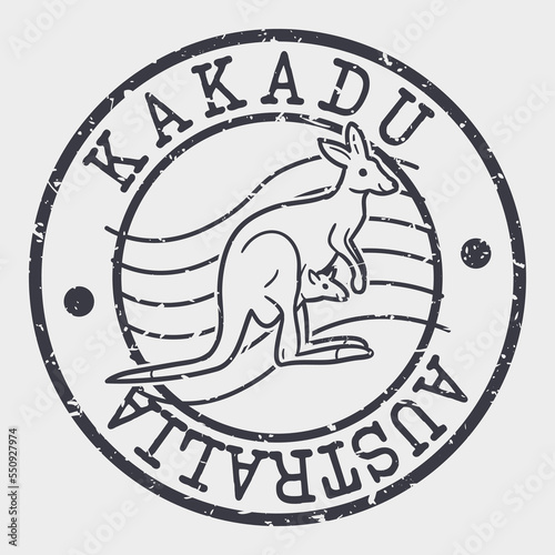 Kakadu NT, Australia Silhouette Postal Passport. Stamp Round Vector Icon. Design Travel Postmark. 