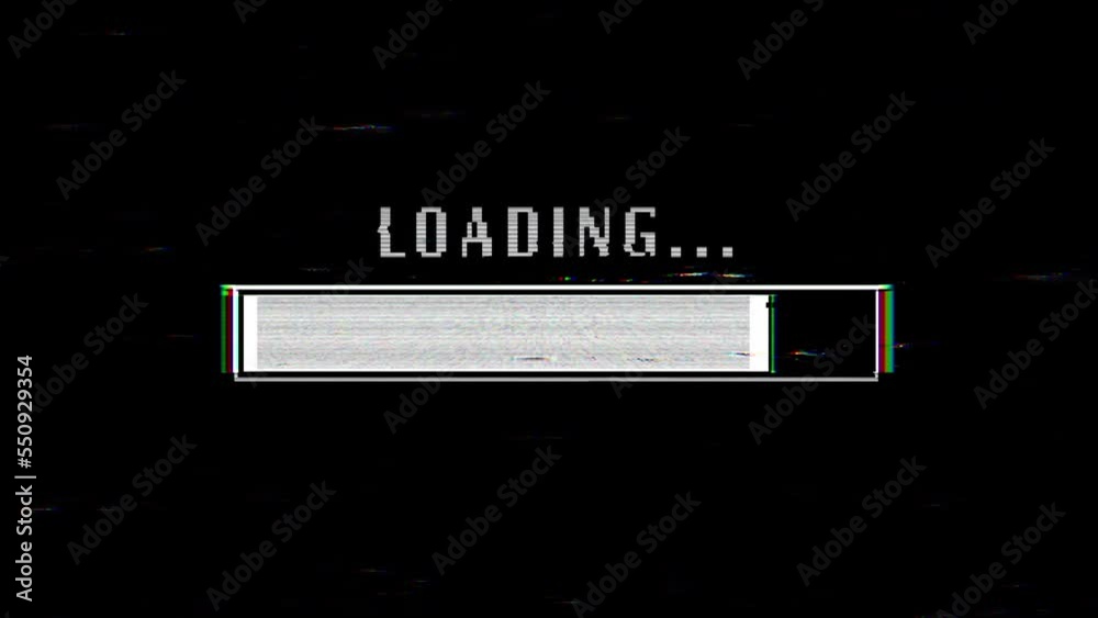 Glitching loading bar, retro pixel damage animation