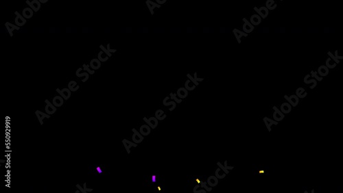 Realistic Colorful Confetti overlay with QuickTime, Alpha Channel, ProRes 4444. Confetti grains exploding from all directions.
