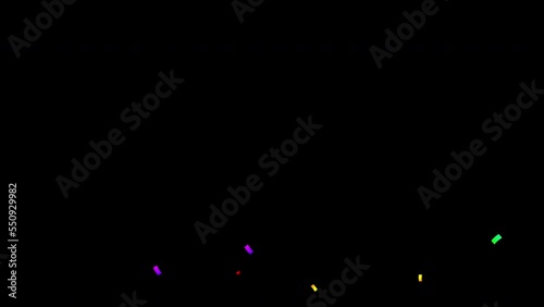 Realistic Colorful Confetti overlay with QuickTime, Alpha Channel, ProRes 4444. Confetti grains exploding from left and right sides.