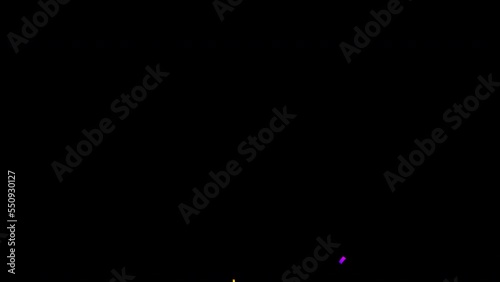 Realistic Colorful Confetti overlay with QuickTime, Alpha Channel, ProRes 4444. Confetti grains exploding from up and down.