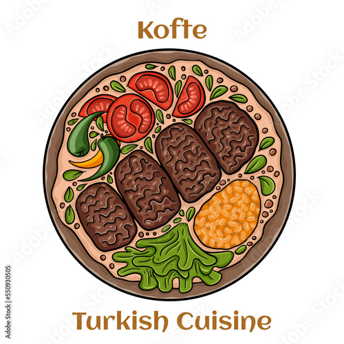 Delicious Turkish Kofte. Made with minced or ground meat, mixed with onions, herbs and spices. Turkish traditional cuisine.
