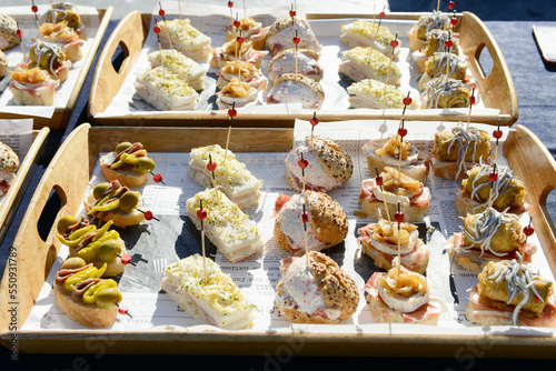 Canapes with different format. photo