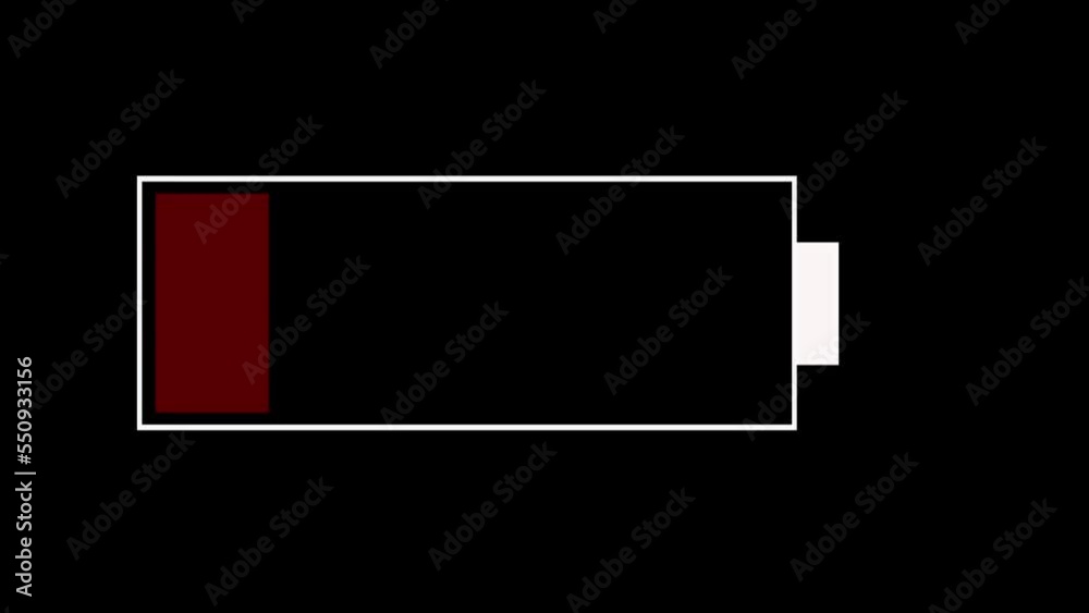 4K Animated Digital red low battery icon on black transparent Loop background. Electric vehicle charging. Flashing low battery, includes alpha version. Transparent background. 4K Animated Digital red low battery icon on black transparent Loop background. Electric vehicle charging. Flashing low battery, includes alpha version. Transparent background.