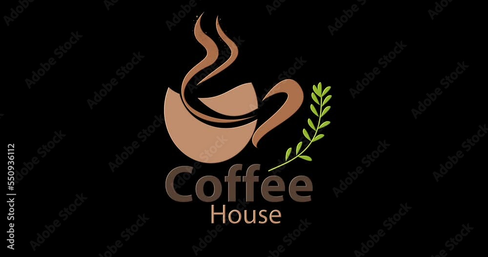 Cute Coffee Icon Logo Animation with Liquid Particles on Transparent Background. A good fit for the functioning of your coffee shop