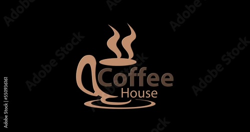 Cute Coffee Icon Logo Animation with Liquid Particles on Transparent Background. A good fit for the functioning of your coffee shop