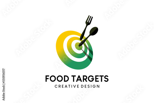 Food target logo design, modern culinary target vector illustration