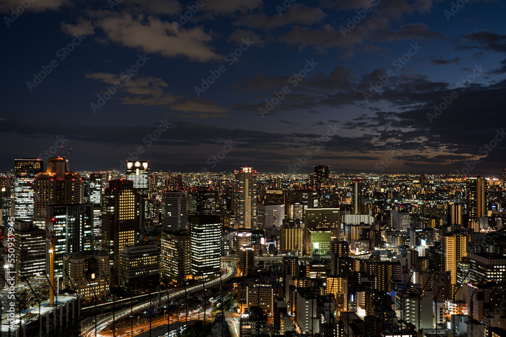 大阪 梅田スカイビル 空中庭園展望台からの夜景