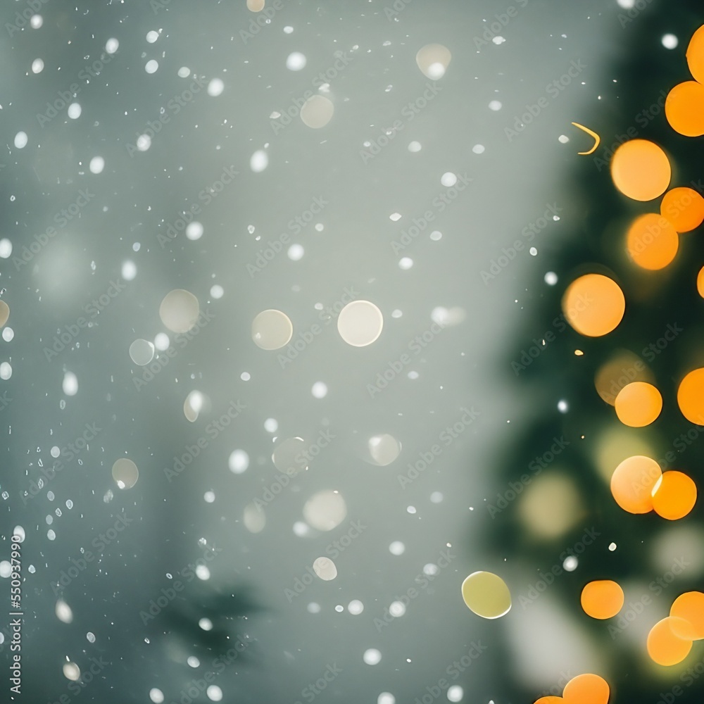 Blurred image of Christmas tree and light bokeh with snowfall on sky background in winter with snowflakes.png Blurred image of Christmas tree and light bokeh with snowfall on sky background in winter with snowflakes.png