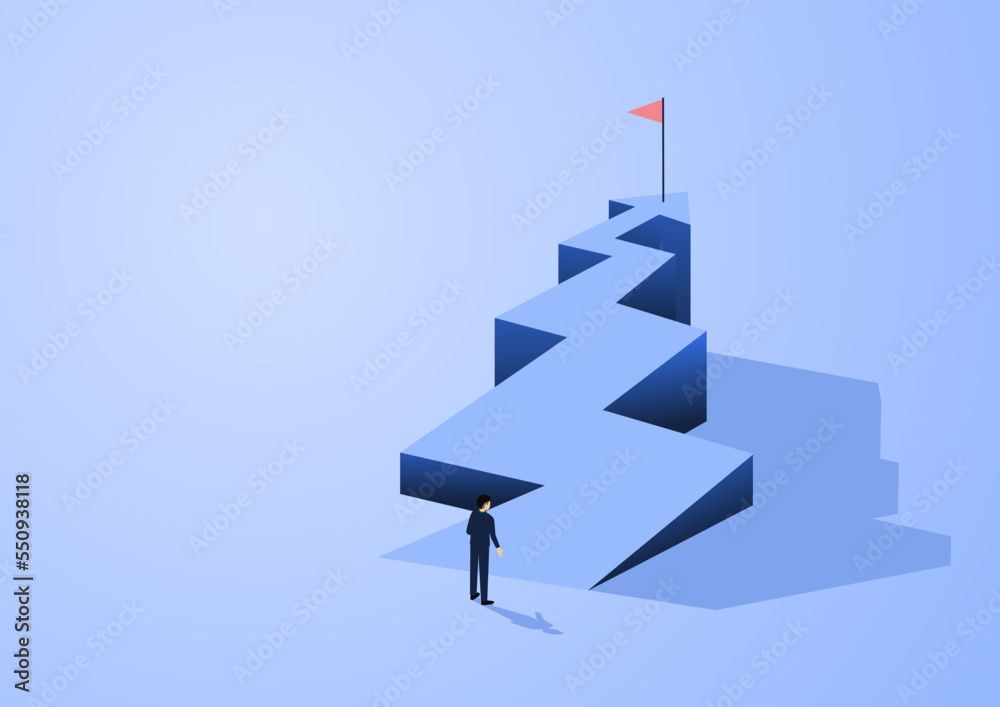 Business mentor helps to improve career, help and self development strategy flat style design business concept. vector illustration.
