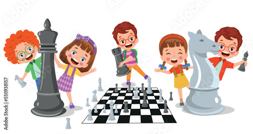 Cartoon Character Playing Chess Game