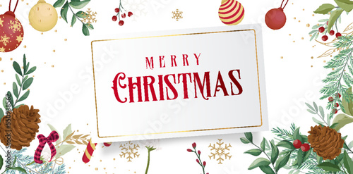 Merry Christmas banner or party invitation background .Merry Christmas vector text Calligraphic Lettering Vector illustration.