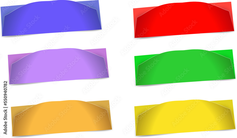 Fototapeta premium Set of colorful realistic bent papers with shadow on white background - Vector illustration