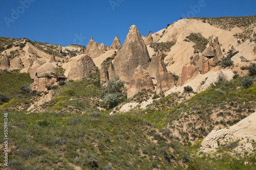 Rock formation in Imaginary Valley at the road Ürgüp Yolu,Cappadocia,Nevsehir Province,Turkey 