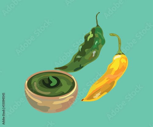 aji limo sauce peruvian pepper vector illustration