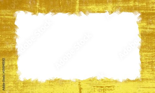gold rectangle frame, metallic shape with copy space, yellow metal texture made with thick layer of paint, overlay design element