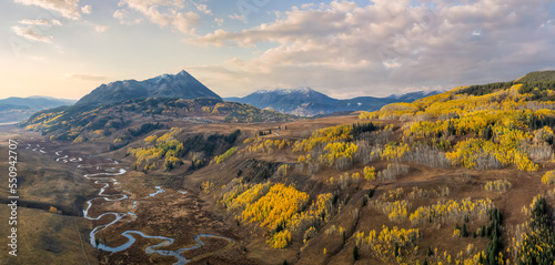 Rocky Mountains scenic drive in autumn from Crested Butte to Gothic Colorado photo