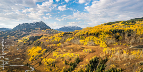 Rocky Mountains scenic drive in autumn from Crested Butte to Gothic Colorado