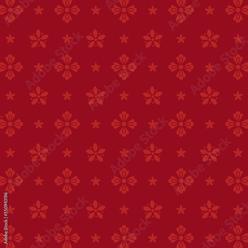 Japanese style flower pattern on red background.