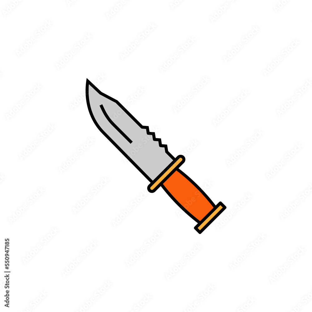 steel hunting knife, sharp knife, hunting line icon on white background. Elements of mountaineering icon. Can be used for web, logo, mobile app, UI, UX steel hunting knife, sharp knife, hunting line icon on white background. Elements of mountaineering icon. Can be used for web, logo, mobile app, UI, UX