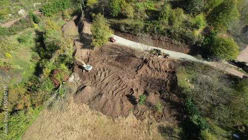 aerial excavator and landslide photo