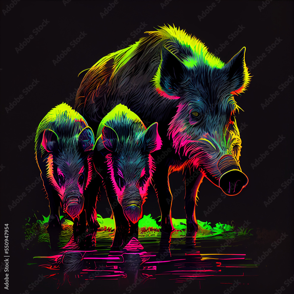 wild boar in the dark