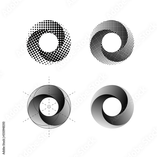 Vortex Spiral logo abstract circle shape - spiral motion twirl twist curve rotation spin whirlpool radial warp geometric shape for businesses - spinning circle