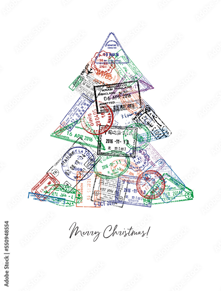 Passport stamp Christmas Tree poster