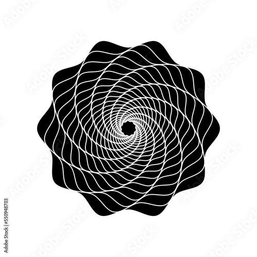 Vortex Spiral logo abstract circle shape - spiral motion twirl twist curve rotation spin whirlpool radial warp geometric shape for businesses - spinning circle