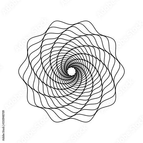 Vortex Spiral logo abstract circle shape - spiral motion twirl twist curve rotation spin whirlpool radial warp geometric shape for businesses - spinning circle