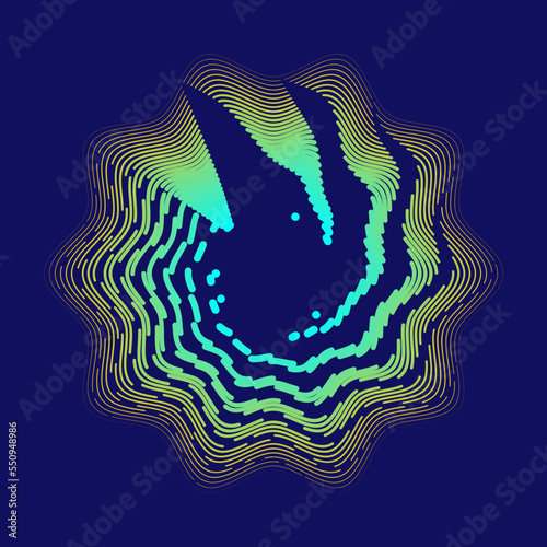 Dotted Vortex spiral logo abstract circle shape - spiral motion twirl twist curve rotation spin whirlpool radial warp geometric shape for businesses - spinning circle