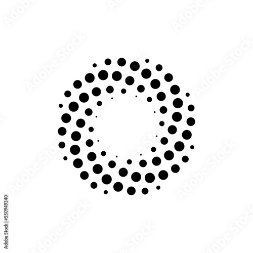 Fotografie, Obraz Dotted Vortex spiral logo abstract circle shape - spiral motion twirl twist curv