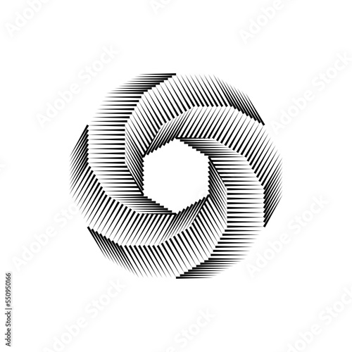 Vortex Spiral logo abstract circle shape - spiral motion twirl twist curve rotation spin whirlpool radial warp geometric shape for businesses - spinning circle