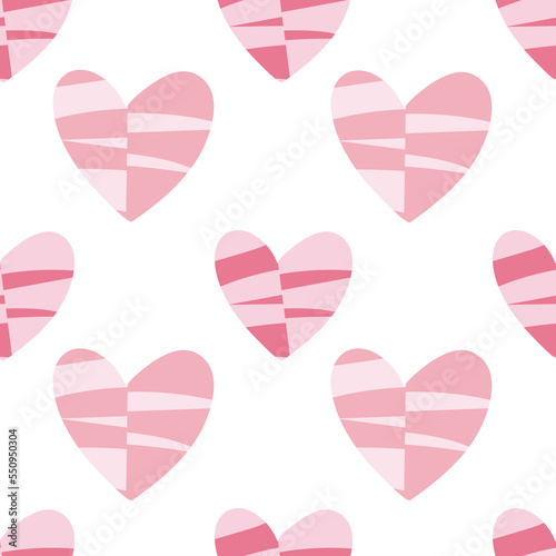 Seamless background with funky pastel pink hearts