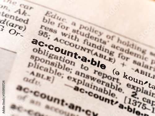 dictionary definition of the word accountable photo
