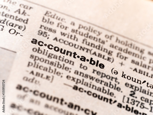 dictionary definition of the word accountable