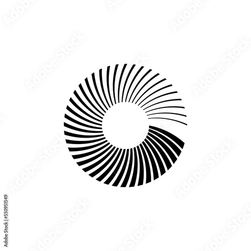 Vortex Spiral logo abstract circle shape - spiral motion twirl twist curve rotation spin whirlpool radial warp geometric shape for businesses - spinning circle