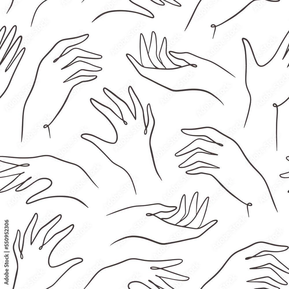 Seamless pattern with line hand gesture silhouettes. Hand drawn background vector illustration. Seamless pattern with line hand gesture silhouettes. Hand drawn background vector illustration.