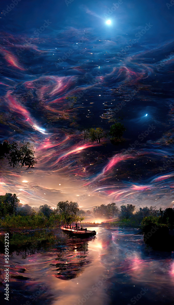 beautiful magical fantasy night landscape
