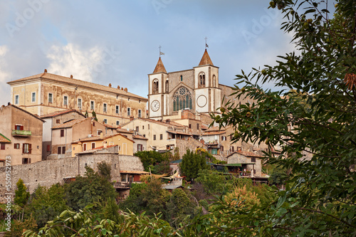 San Martino al Cimino, Viterbo, Lazio, Italy: cityscape of the old town with the medieval church and the ancient Doria Pamphilj Palace photo