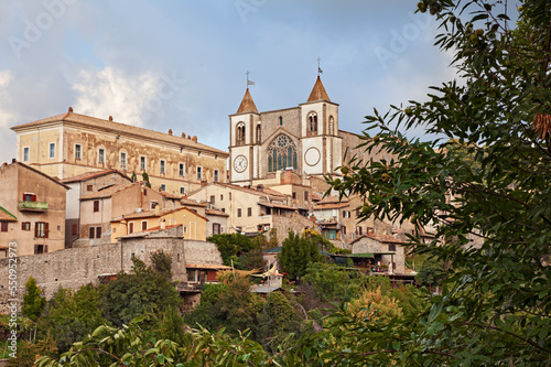 San Martino al Cimino, Viterbo, Lazio, Italy: cityscape of the old town with the medieval church and the ancient Doria Pamphilj Palace