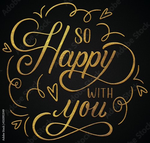 so happy with you golden calligraphy design banner