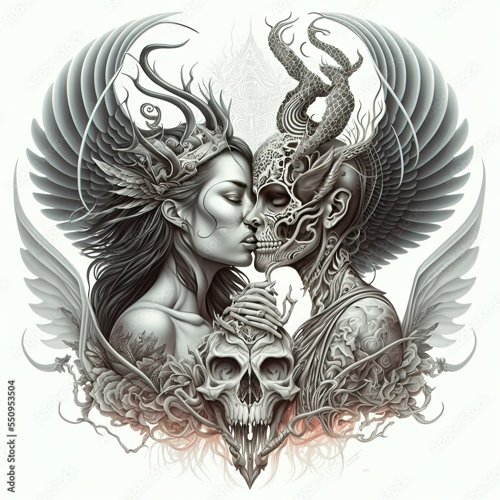 Artwerks Tattoo  Girl kissing skull tattooed by Louie Lopez  Facebook