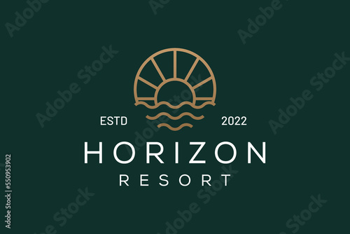 elegant resort logo in golden color