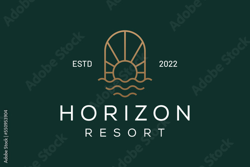 elegant resort logo in golden color