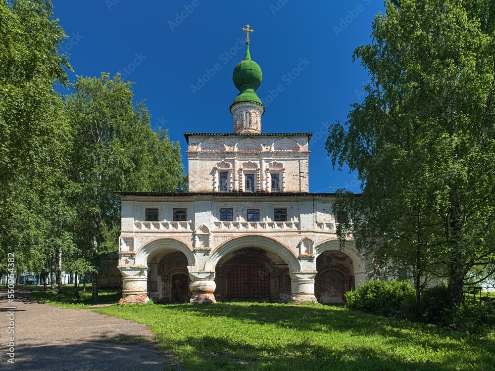 Veliky Ustyug, Russia. Gate Church of the Icon of the Mother of God of Vladimir in former Archangel Michael Monastery. The church was built in 1682.