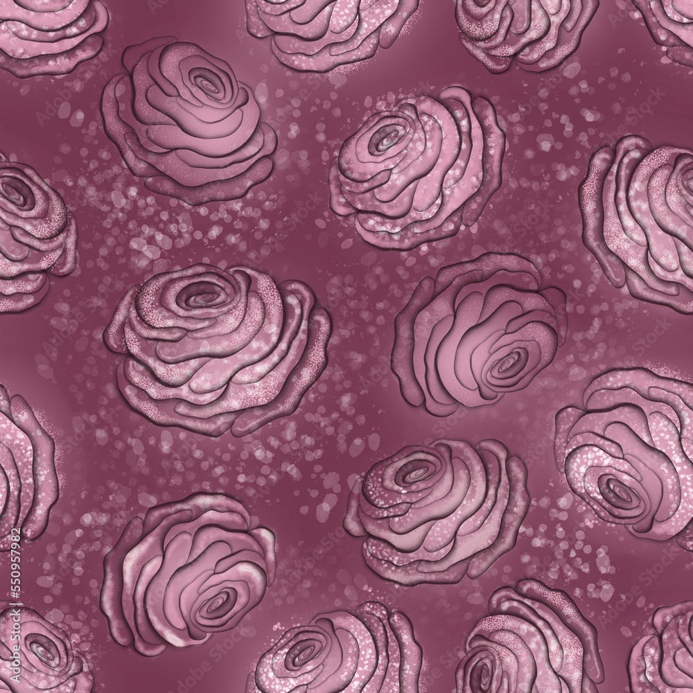 Seamless floral pattern with fluid roses Seamless floral pattern with fluid roses